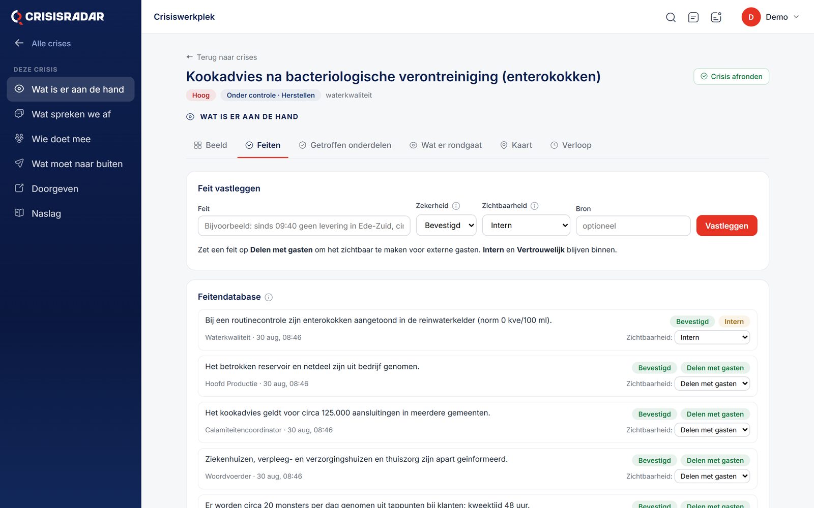 Feiten met zekerheid en zichtbaarheid