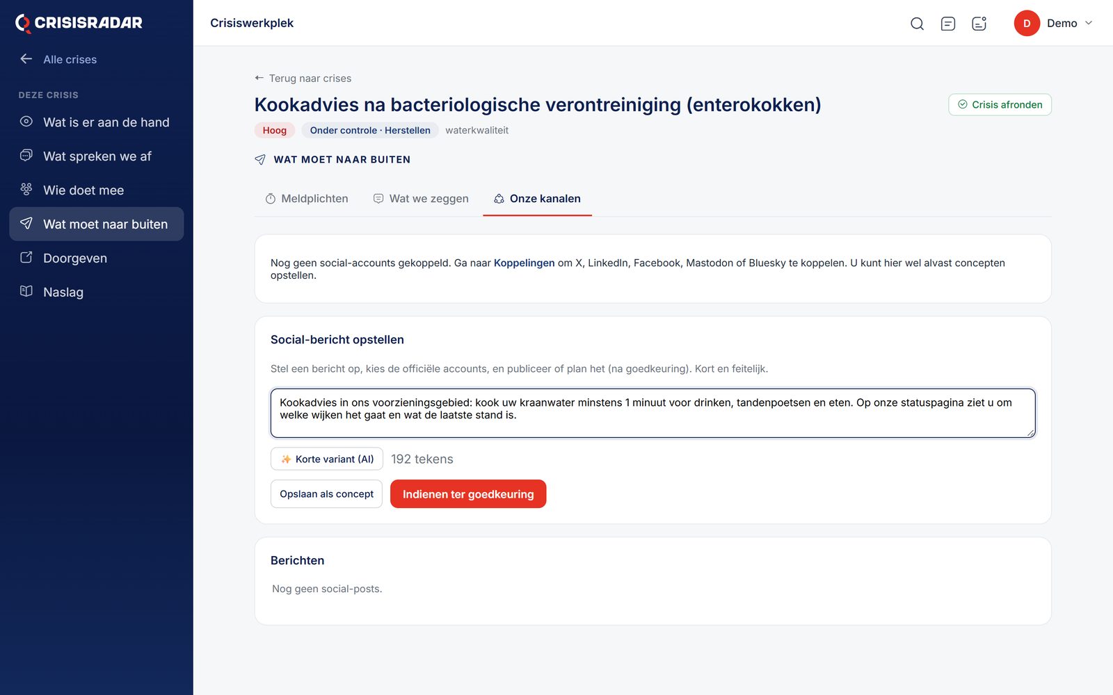 Een social-bericht opstellen en ter goedkeuring indienen