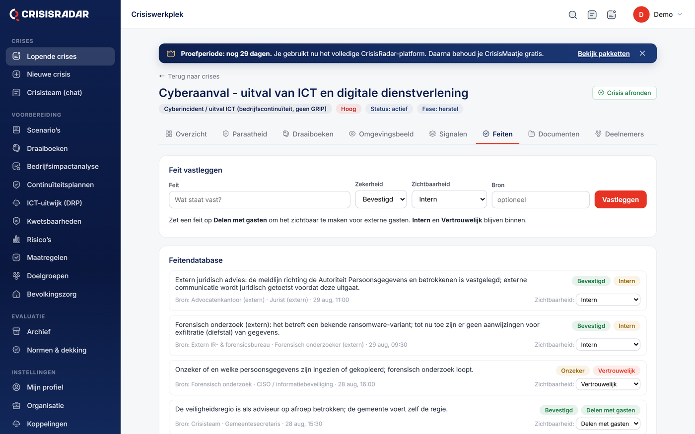 Feiten vastleggen en wegen